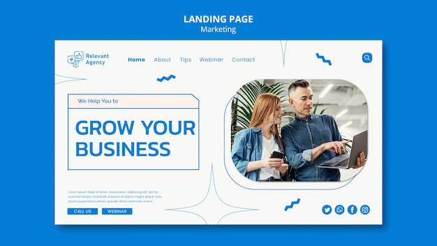 Marketing landing page design template