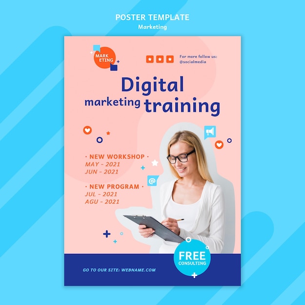 Marketing Poster Template with Photo – Free Download