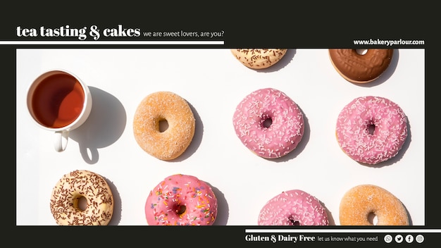 Free PSD marketing publicity for tea and doughnuts