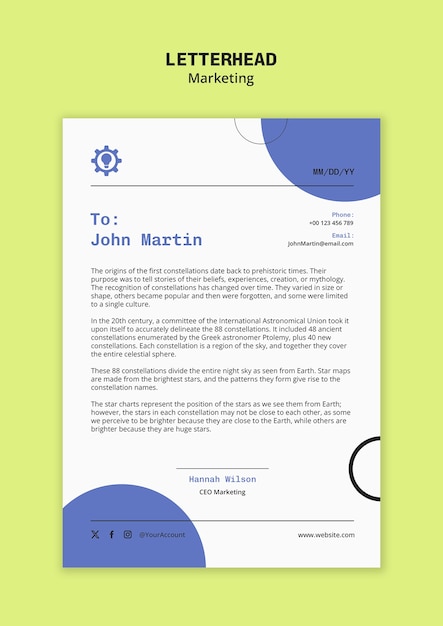 Marketing stationery template