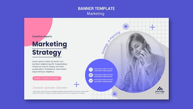 PSD gratuito modello di banner di strategia di marketing