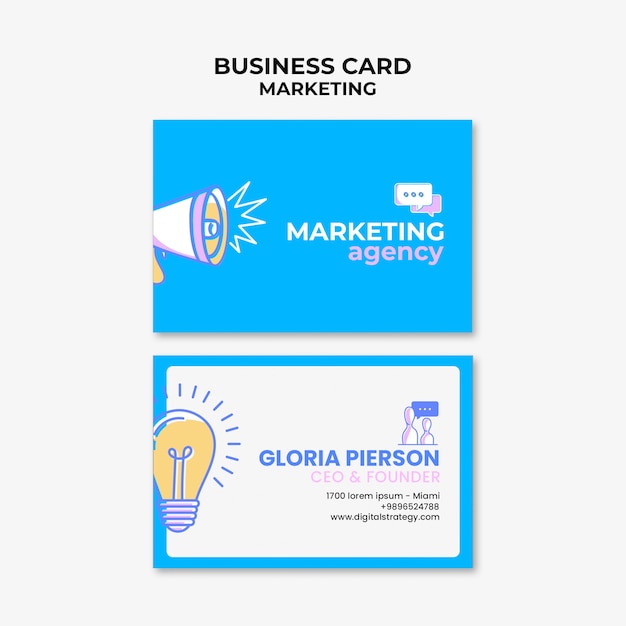 Free PSD marketing strategy business card template