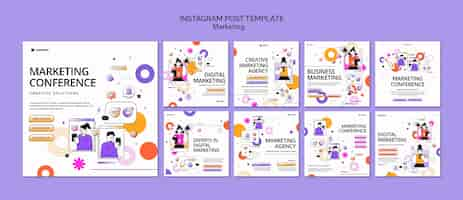 Free PSD marketing strategy instagram posts template