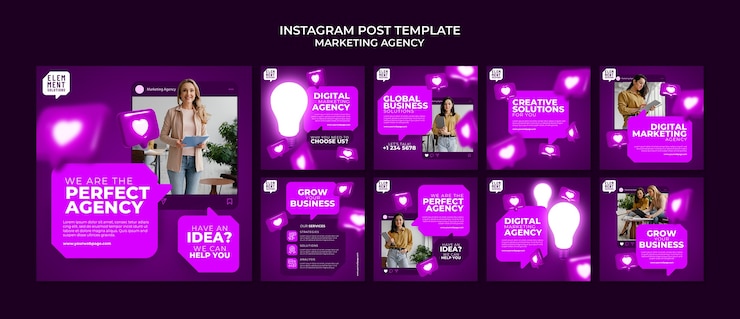 Бесплатный PSD маркетинговая стратегия постов в instagram
