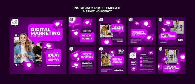 Free PSD marketing strategy  instagram posts