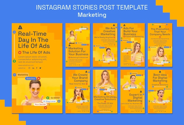 PSD gratuito storie di instagram di strategia di marketing