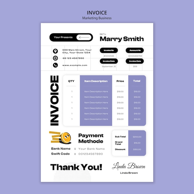 Free PSD marketing strategy invoice template