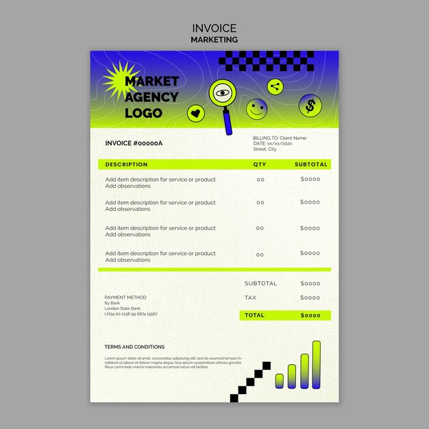 Free PSD marketing strategy invoice template