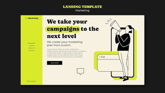 Free PSD marketing strategy landing page template