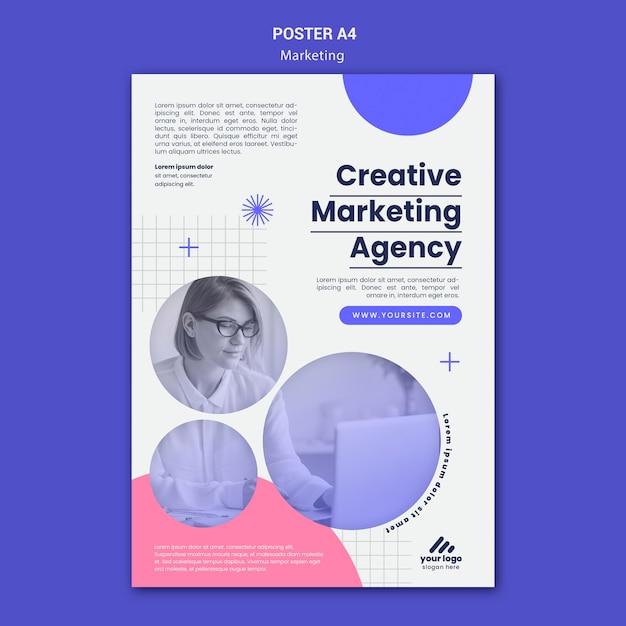 PSD gratuito modello di poster di strategia di marketing marketing