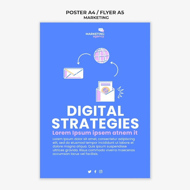 PSD gratuito modello di poster di strategia di marketing marketing