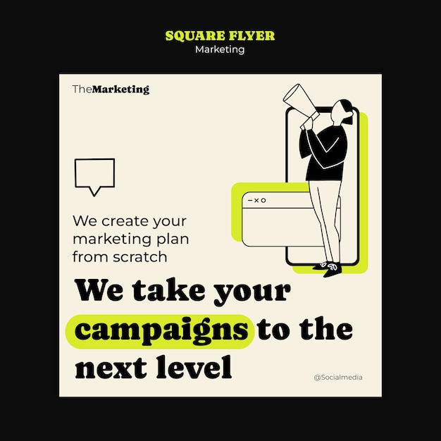 Free PSD marketing strategy  square flyer template