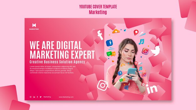 Шаблон обложки маркетинговой стратегии youtube