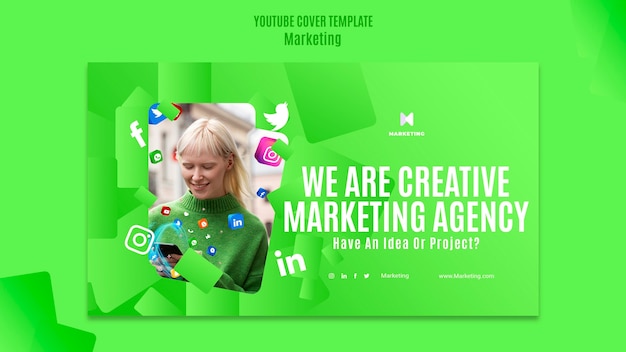 Free PSD marketing strategy youtube cover template