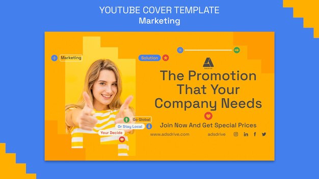 marketing strategy youtube cover template