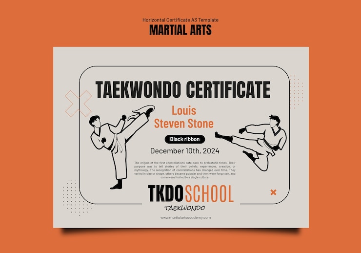 Free PSD martial arts certificate template design