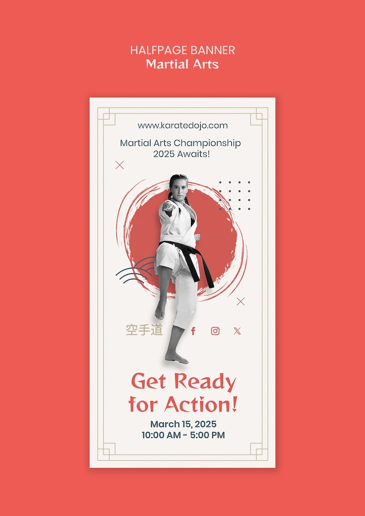 Free PSD martial arts halfpage template design