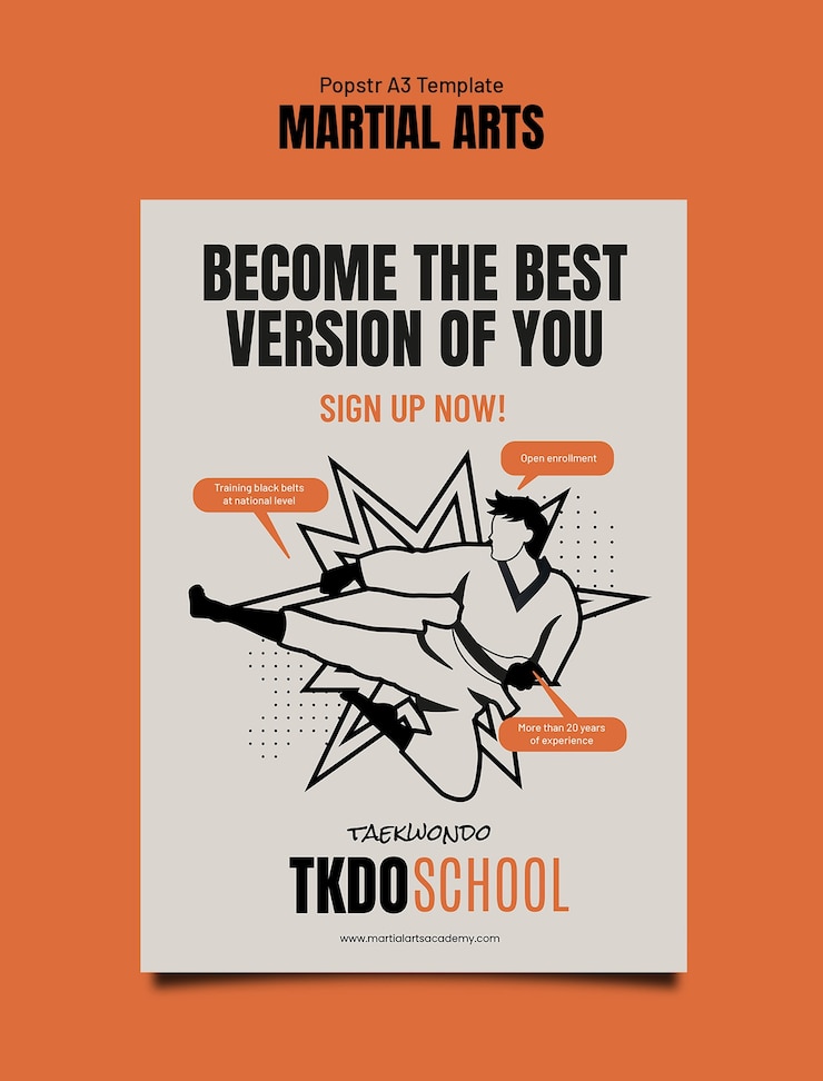 Free PSD martial arts poster template design