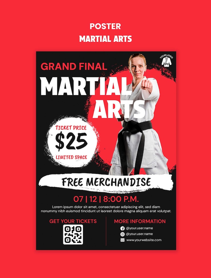 Free PSD martial arts poster template design