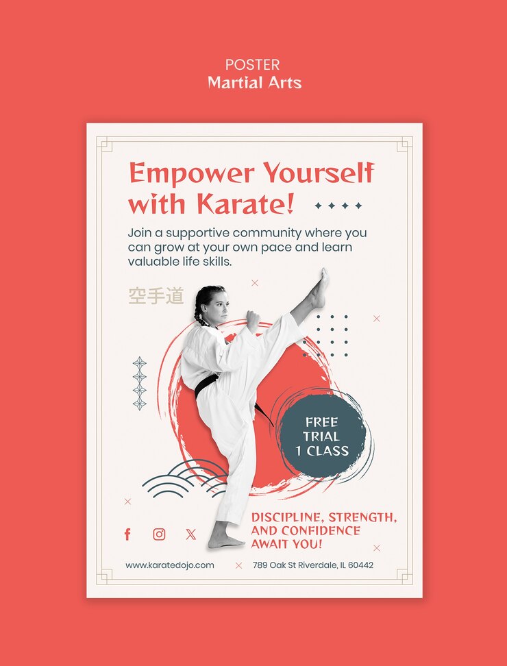 Free PSD martial arts poster template design