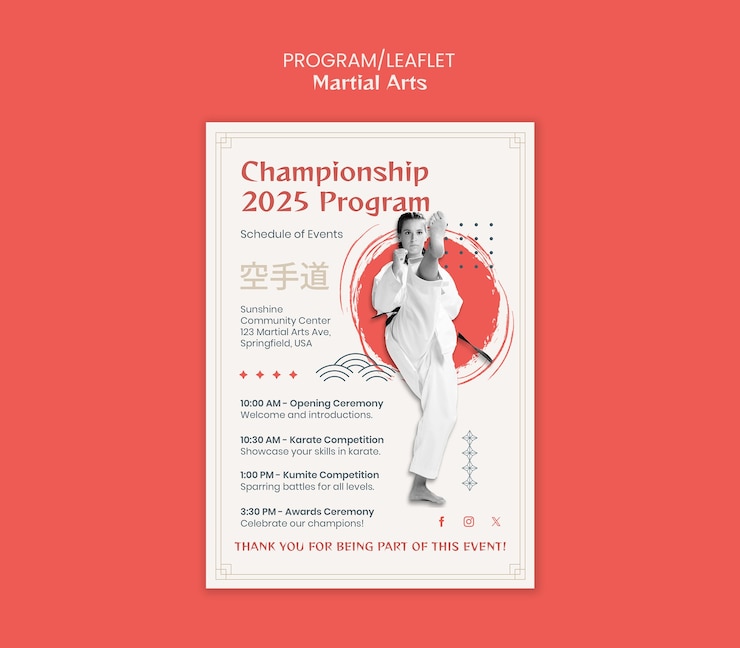 Free PSD martial arts poster template design