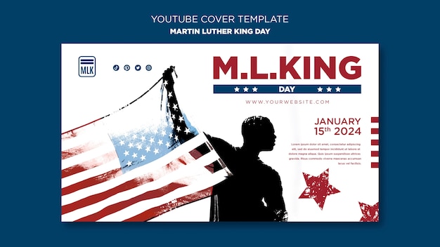 PSD gratuito copertina di youtube del martin luther king day