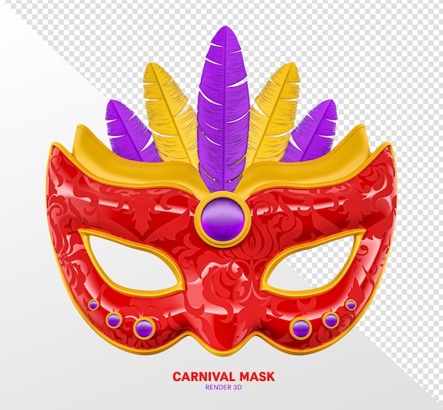 Mask carnival 3d render realistic isolated transparent Free Psd