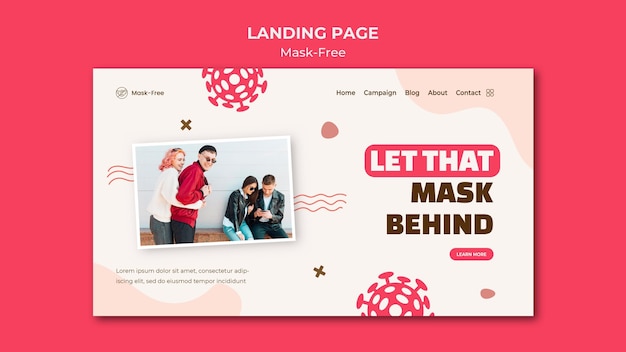 Free PSD mask-free landing page template