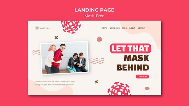 Mask-free landing page template