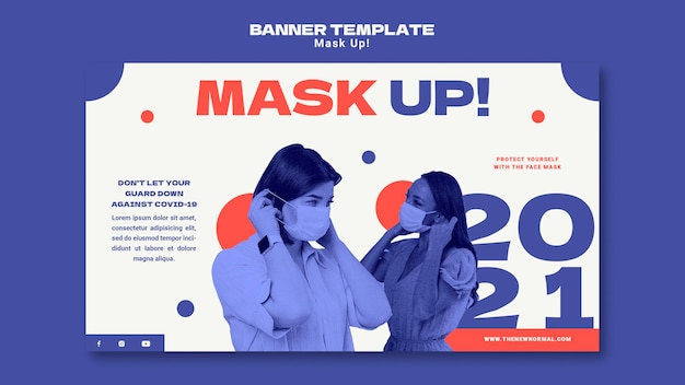 Free PSD mask up 2021 horizontal banner template