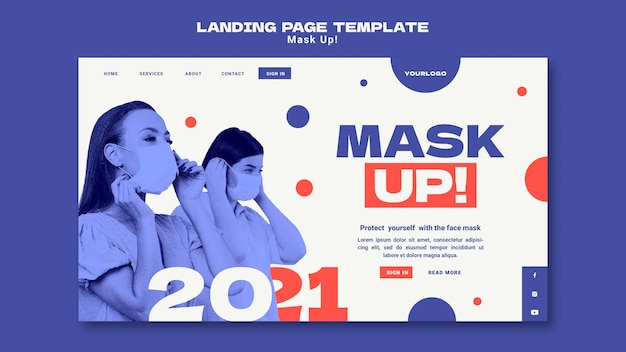 Free PSD mask up 2021 landing page