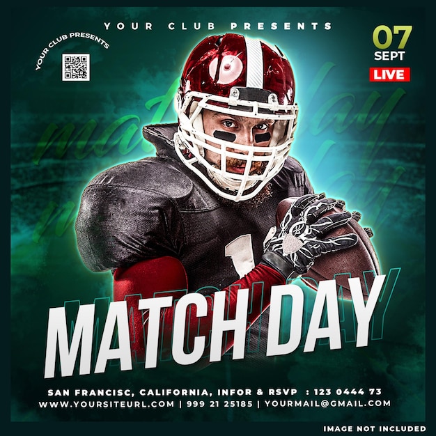 Free PSD match day american football social media post design template