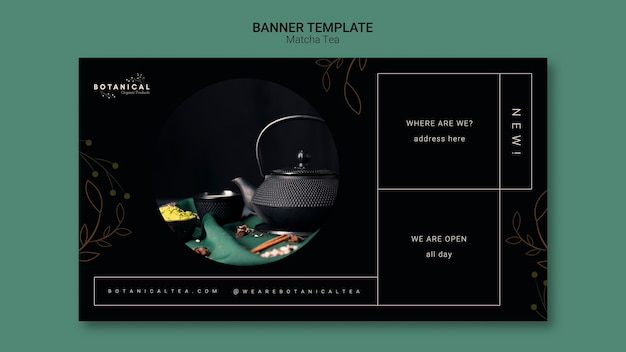 Matcha tea banner template concept