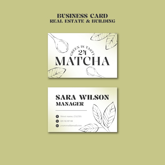 Free PSD matcha tea business card