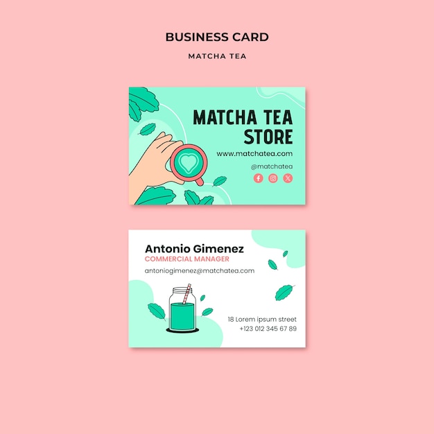 Matcha Tea Business Card Free PSD Download