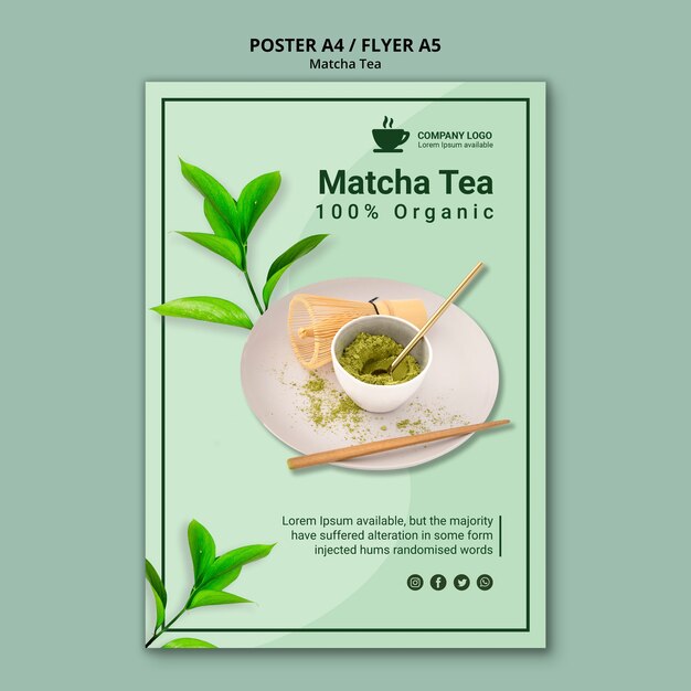 チラシテンプレートの抹茶デザイン