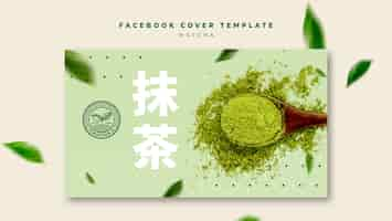 Free PSD matcha tea drink facebook cover template