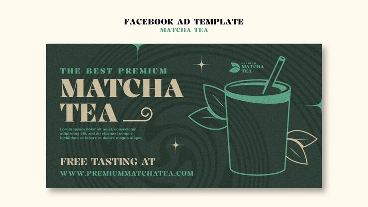 मुफ़्त PSD matcha tea drink facebook  template