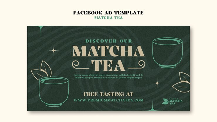 免費 PSD 抹茶茶饮料的facebook模板