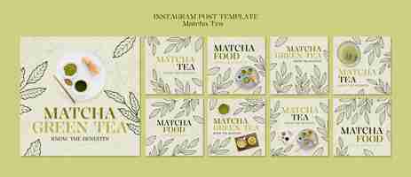 Free PSD matcha tea drink  instagram posts