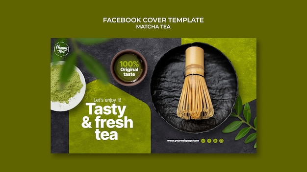 PSD gratuito modello per copertina facebook di tè matcha