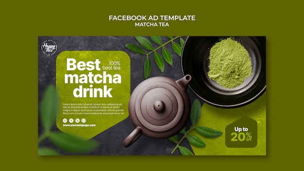 Free PSD matcha tea facebook template