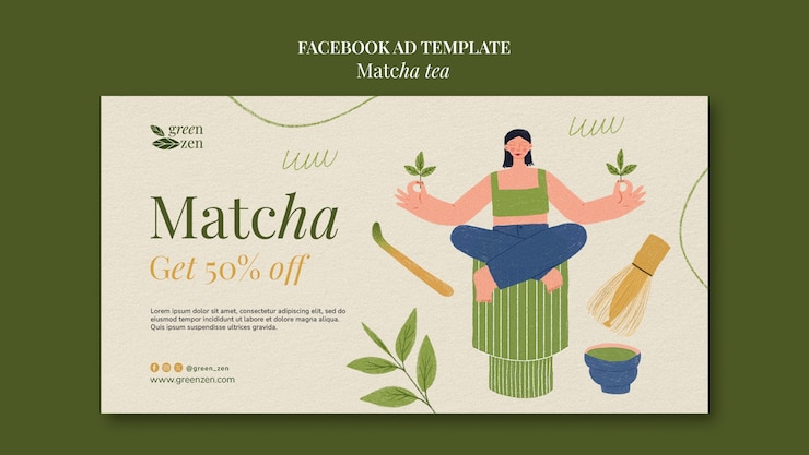 免費 PSD matcha 茶的臉書模板