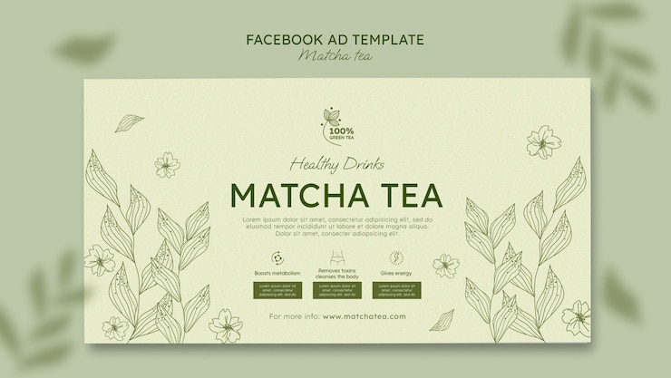 免費 PSD matcha 茶的臉書模板