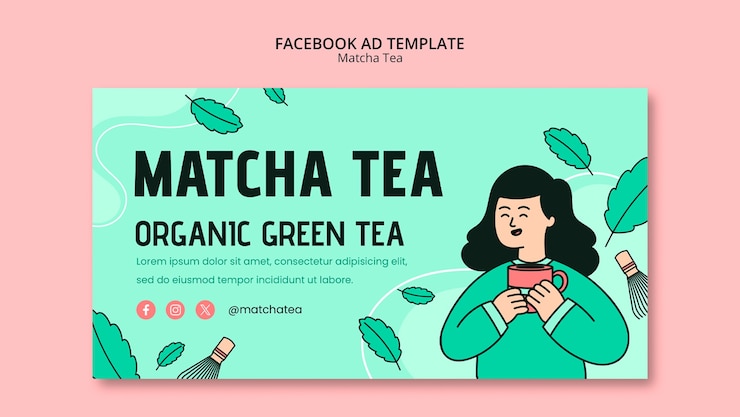 免費 PSD matcha 茶的臉書模板