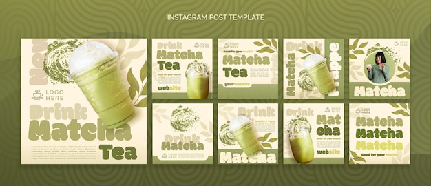 Free PSD matcha tea  instagram posts