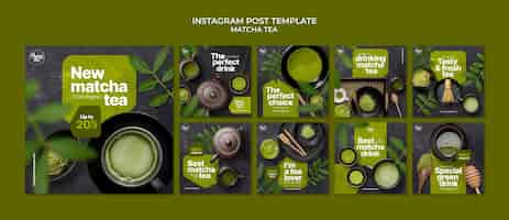 Free PSD matcha tea  instagram posts