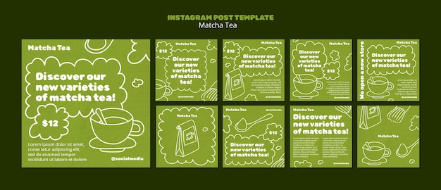 PSD gratuito post di instagram sul tè matcha