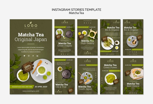 Modello di storie di instagram tè Matcha