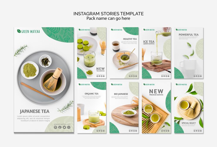 免費 PSD 抹茶茶的instagram故事模板